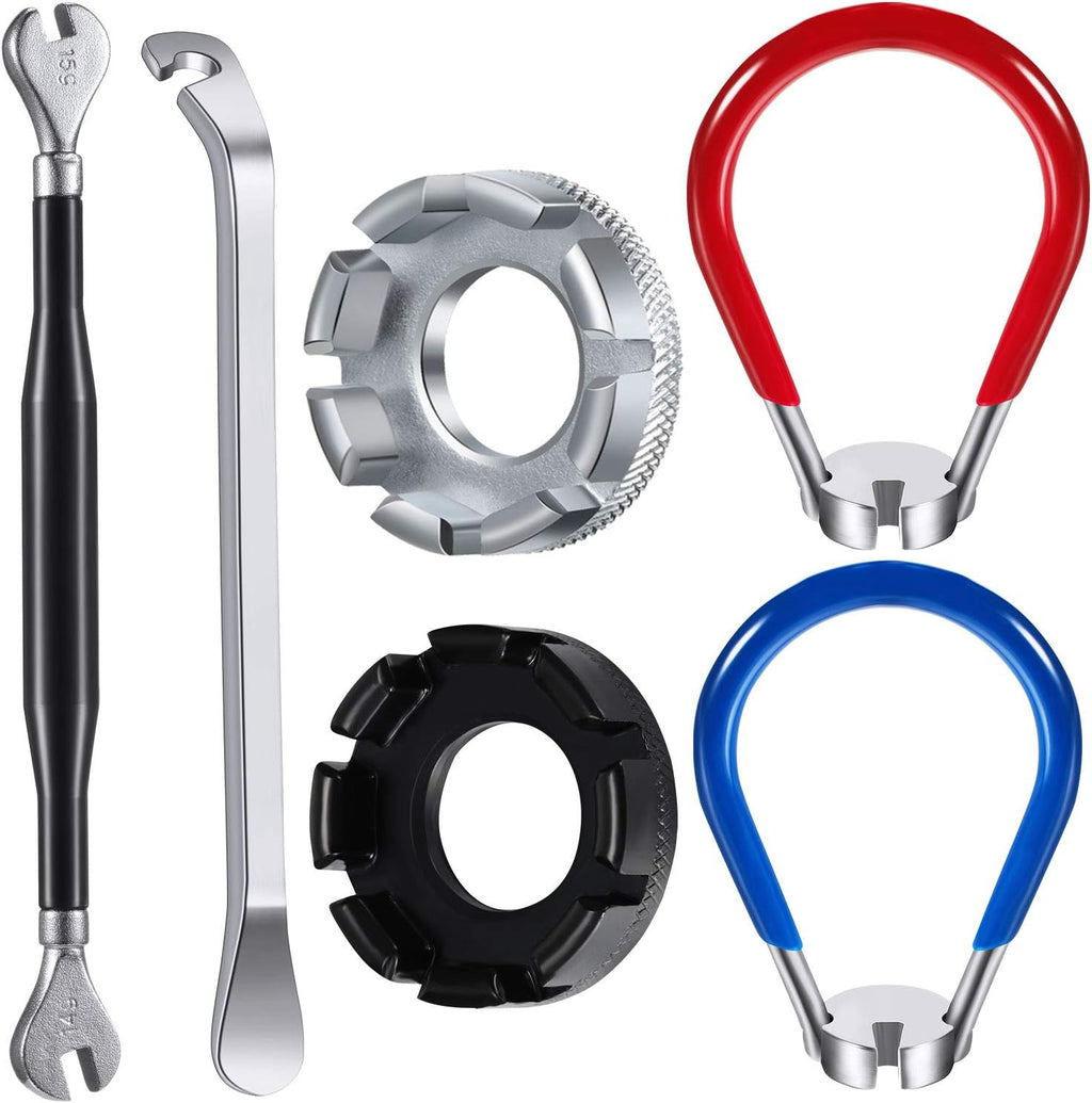 Mudder 6 Pcs Bicycle Spoke Wrench Set, 5 Bike Spoke Tool with 1 Tire Lever