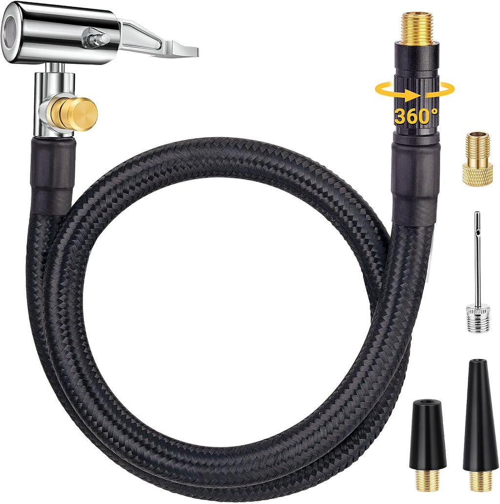 Upgraded Tire Inflator Hose Adapter w/360° Rotating End