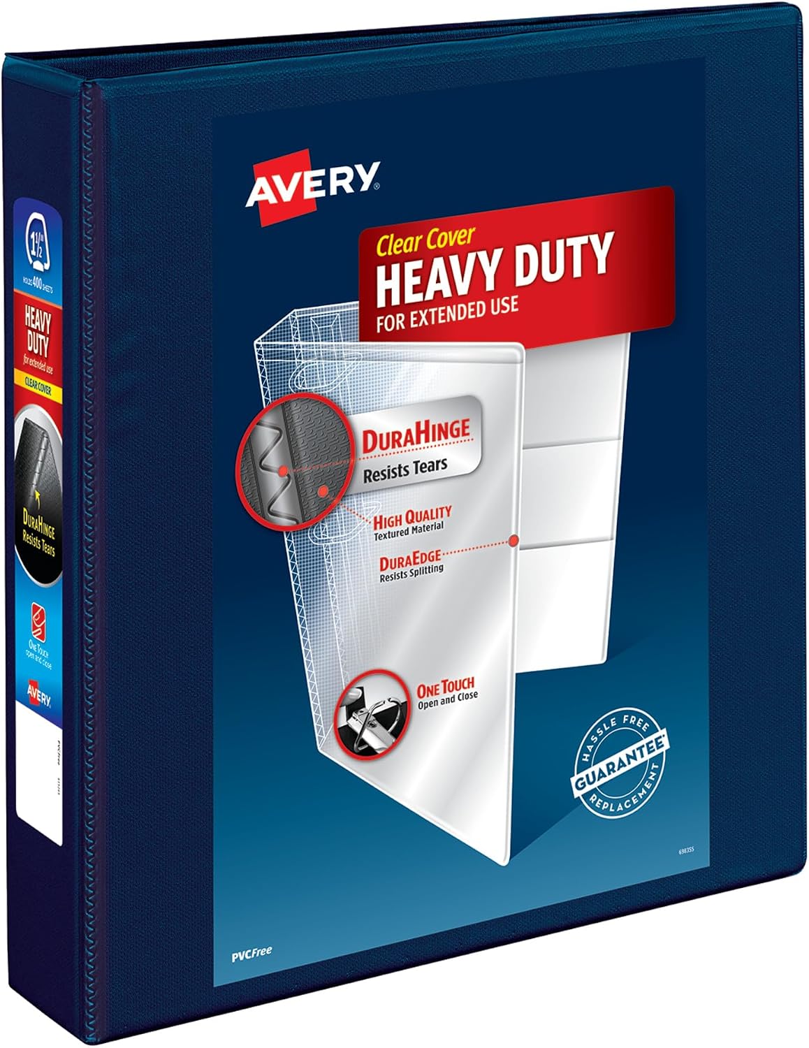 Avery® Heavy-Duty View 3 Ring Binder, 1.5", 1 Navy Blue Binder