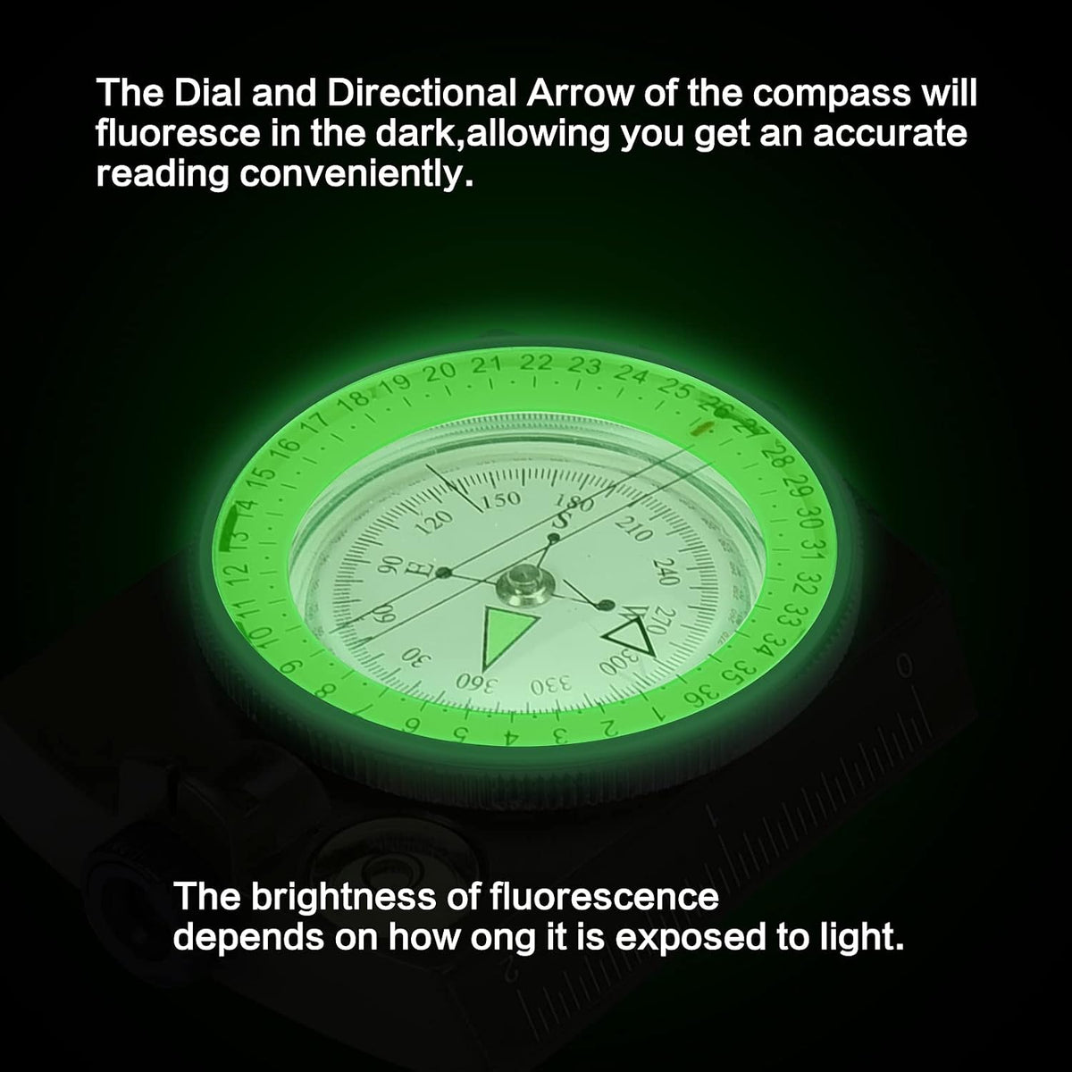 Military Lensatic Sighting Compass Survival with Carrying Bag, Compass for Hiking