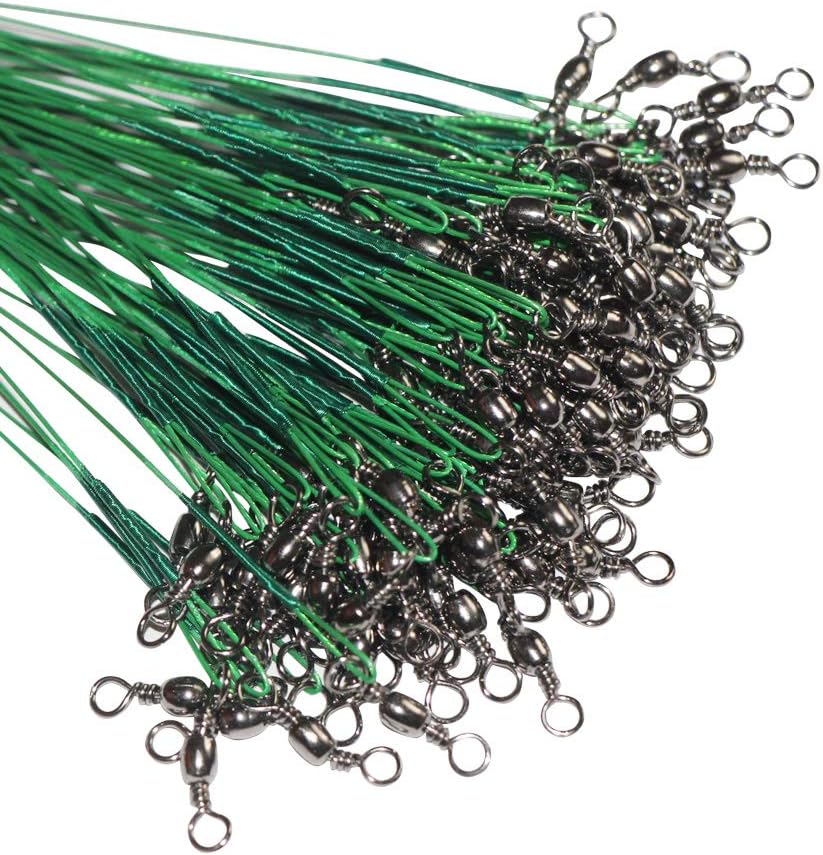 60pcs Fishing Wire Leaders Nylon-Coated Fishing Line Wire Leaders with Swivels and Snaps