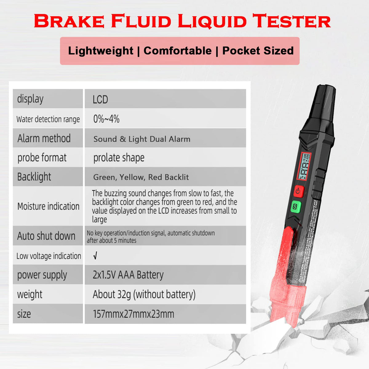 Brake Fluid Tester Pen, Automotive Brake Fluid Moisture Tester