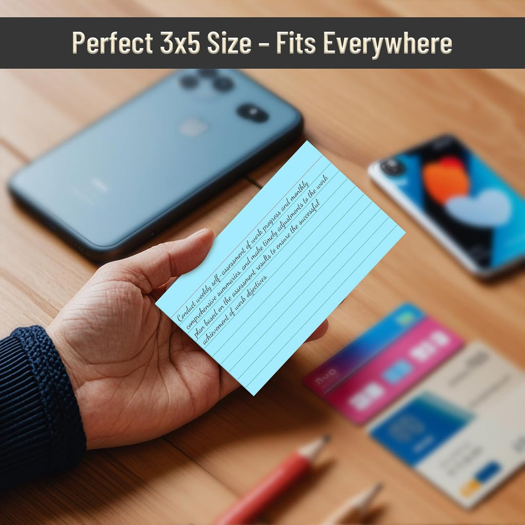 600 Count Colored Index Cards 3 x 5 Inch Ruled Index Cards