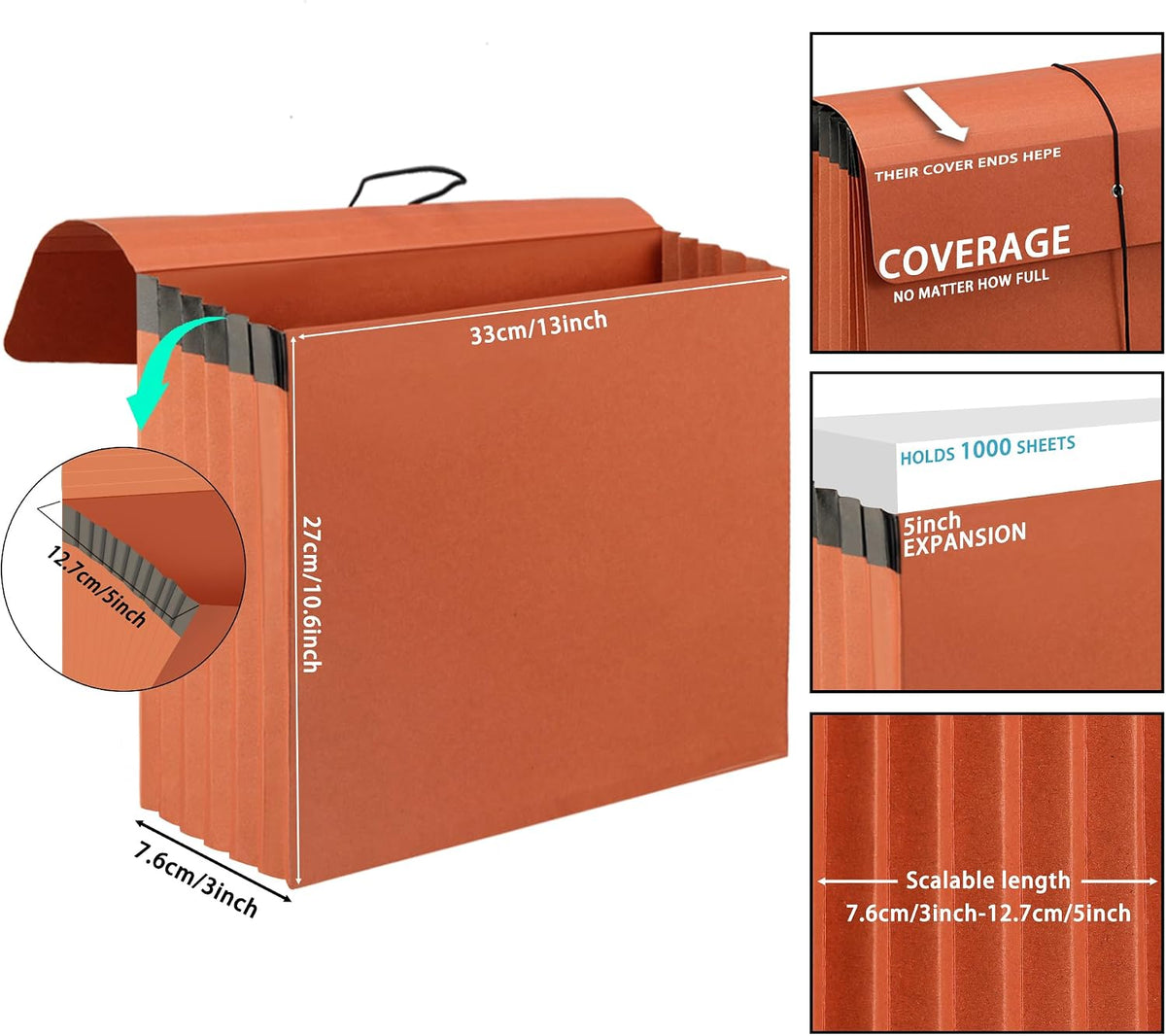 2 Packs Expanding File Folder with Flap and Cord Closure