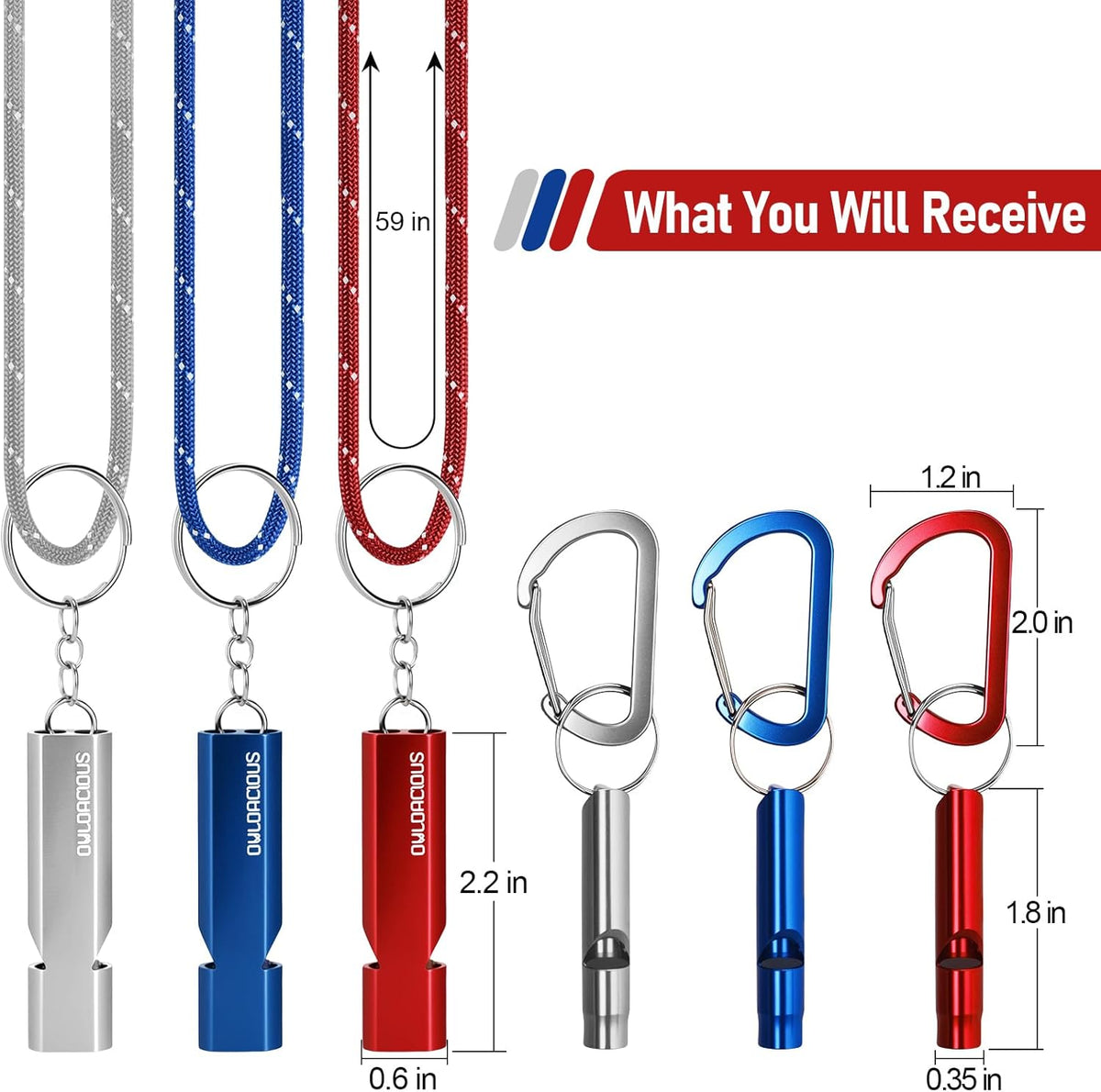 Emergency Whistle & Fire Starter Kit - 6 Aluminum Whistles & 4 Ferro Rods (4", 3.2"