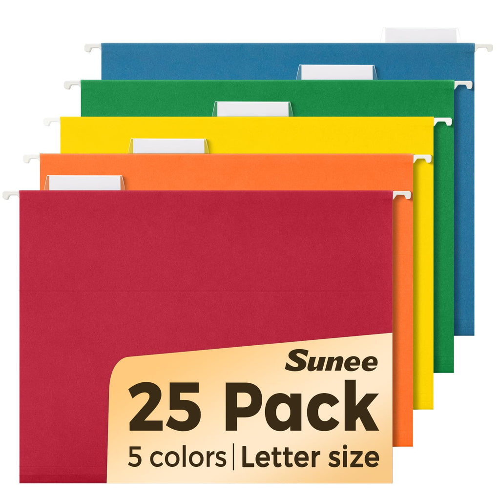SUNEE 25 Count Hanging File Folders, Pastel Colors, Hanging File Folders Letter Size