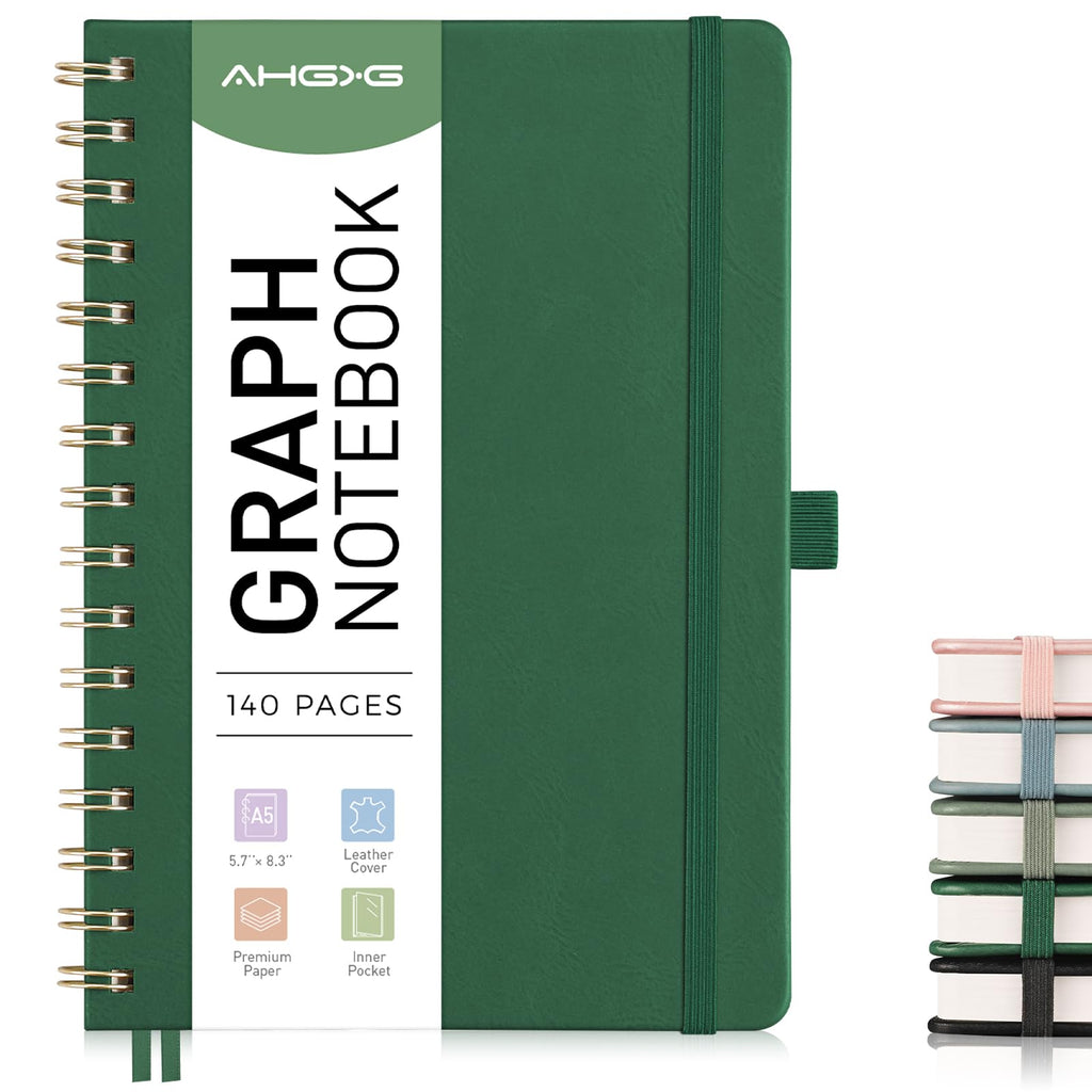 AHGXG Graph Paper Notebook, 140 Pages, B5 (7.6" x 10")