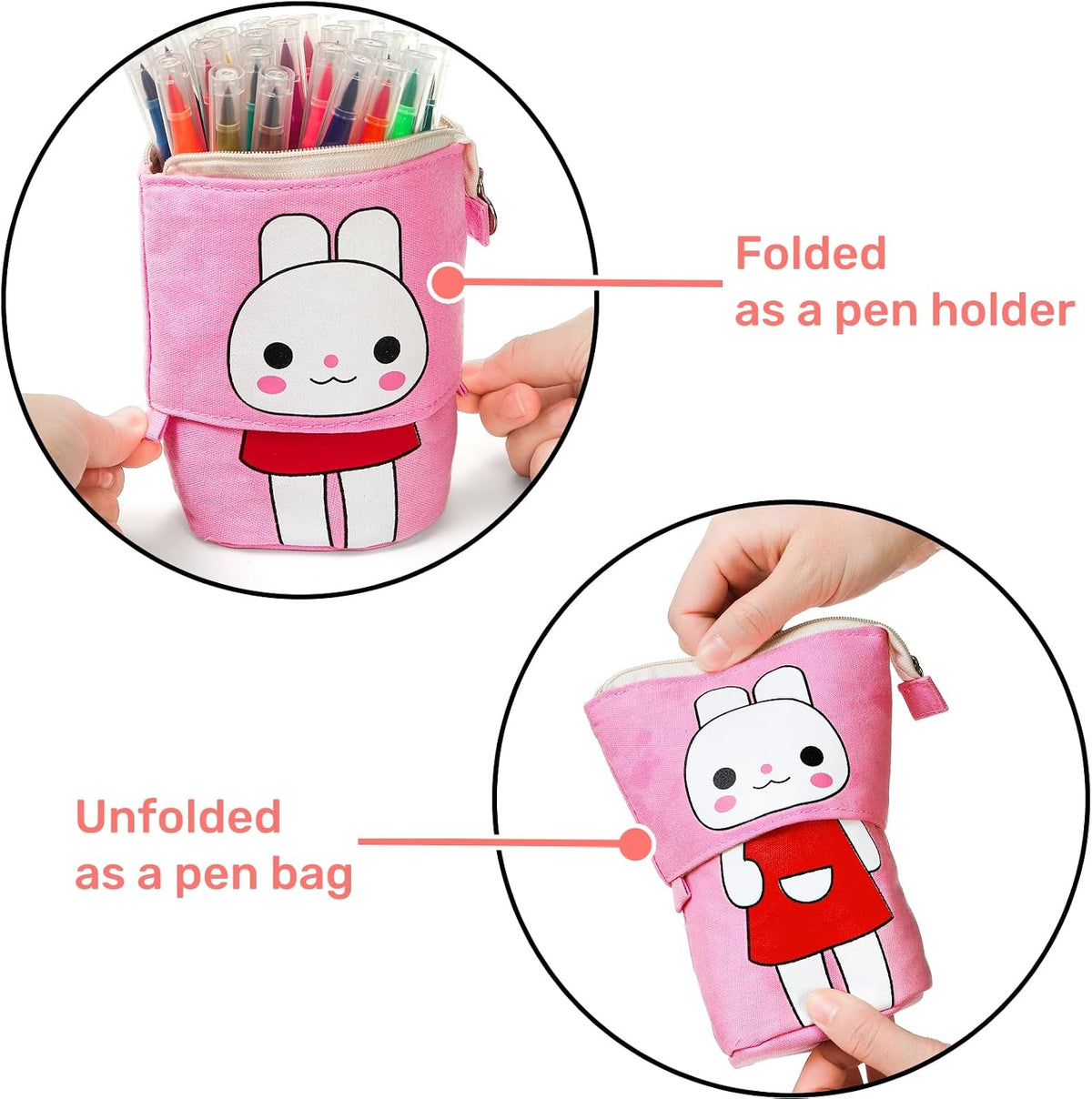 4 Pack Telescopic Pencil Case, Portable Pop Up Pen Pouch with Zipper