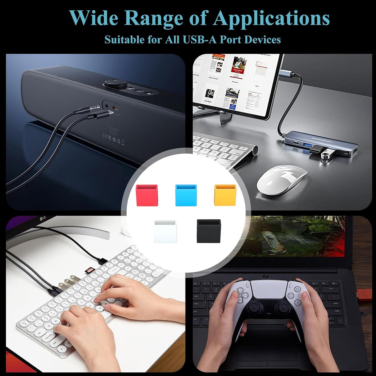 30 PCS 5 Colors USB Type-A Anti Dust Cover Plugs