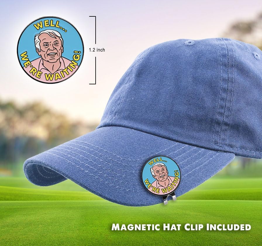 Pinsanity “Well, We’re Waiting!” Funny Golf Ball Marker with Hat Clip – Novelty Golfing