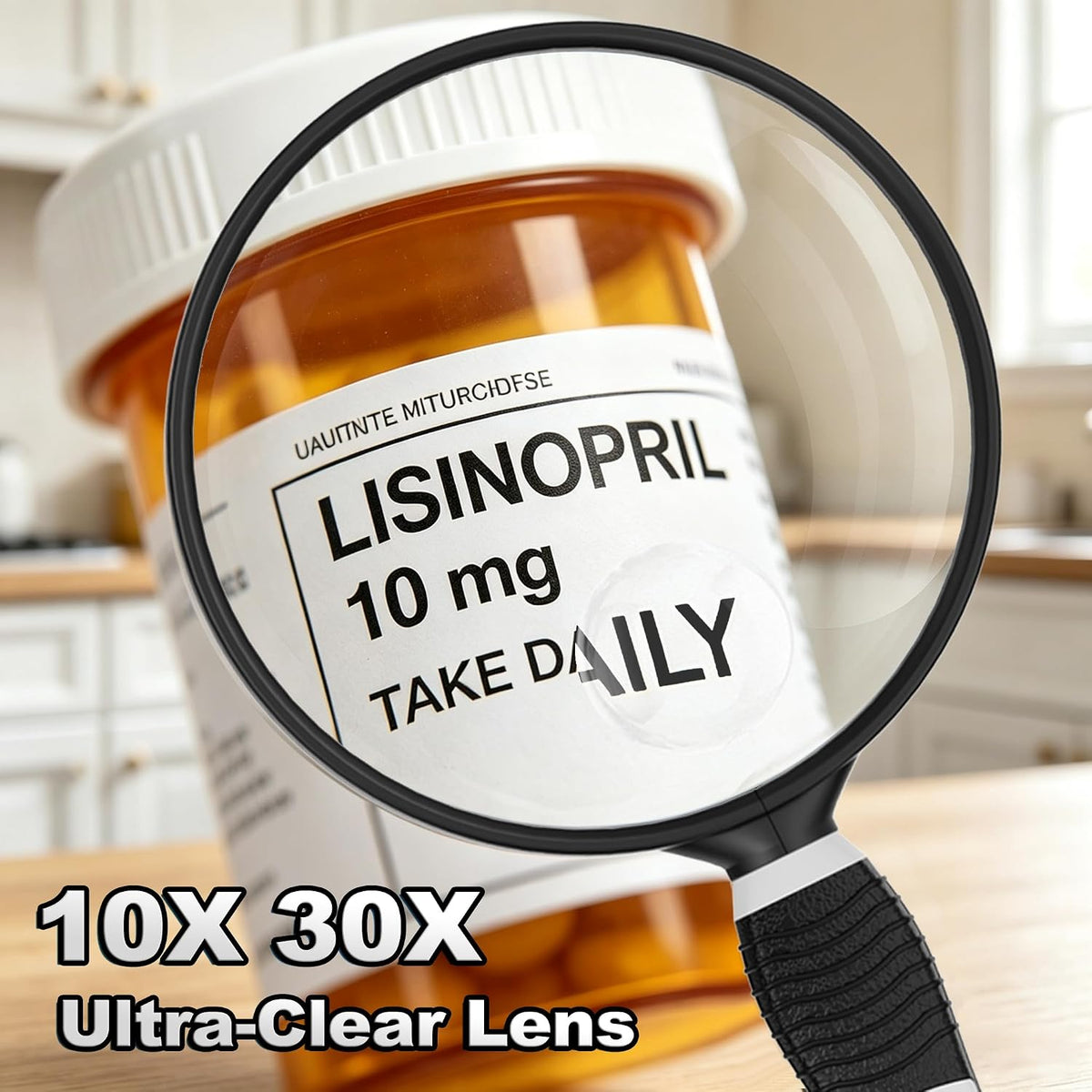 10X Magnifying Glass for Reading, 4.3" Senior Handheld Magnifier