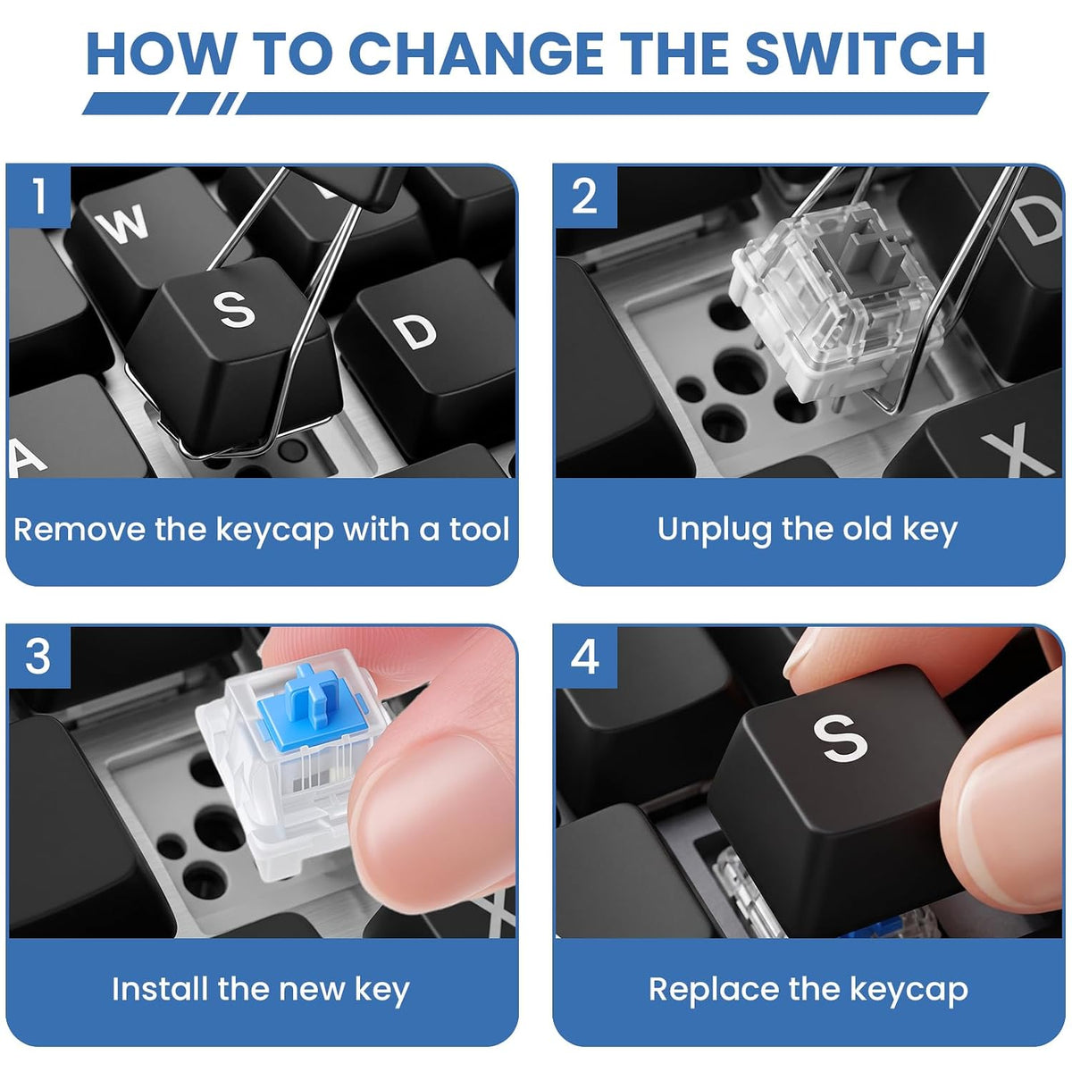 110 Pcs Blue Mechanical Keyboard Switches