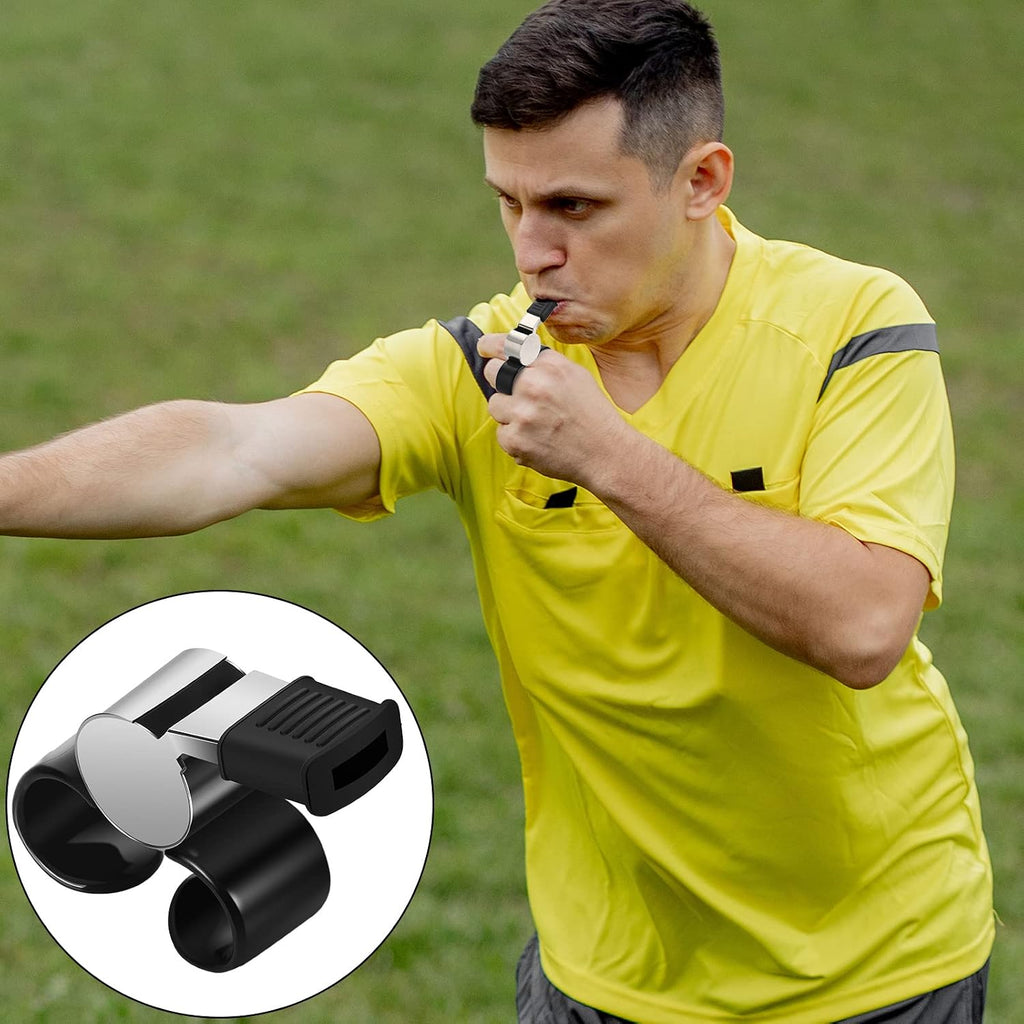 Kathfly 2 Pcs Hockey Referee Whistle Finger Grip, Metallic Loud Sports