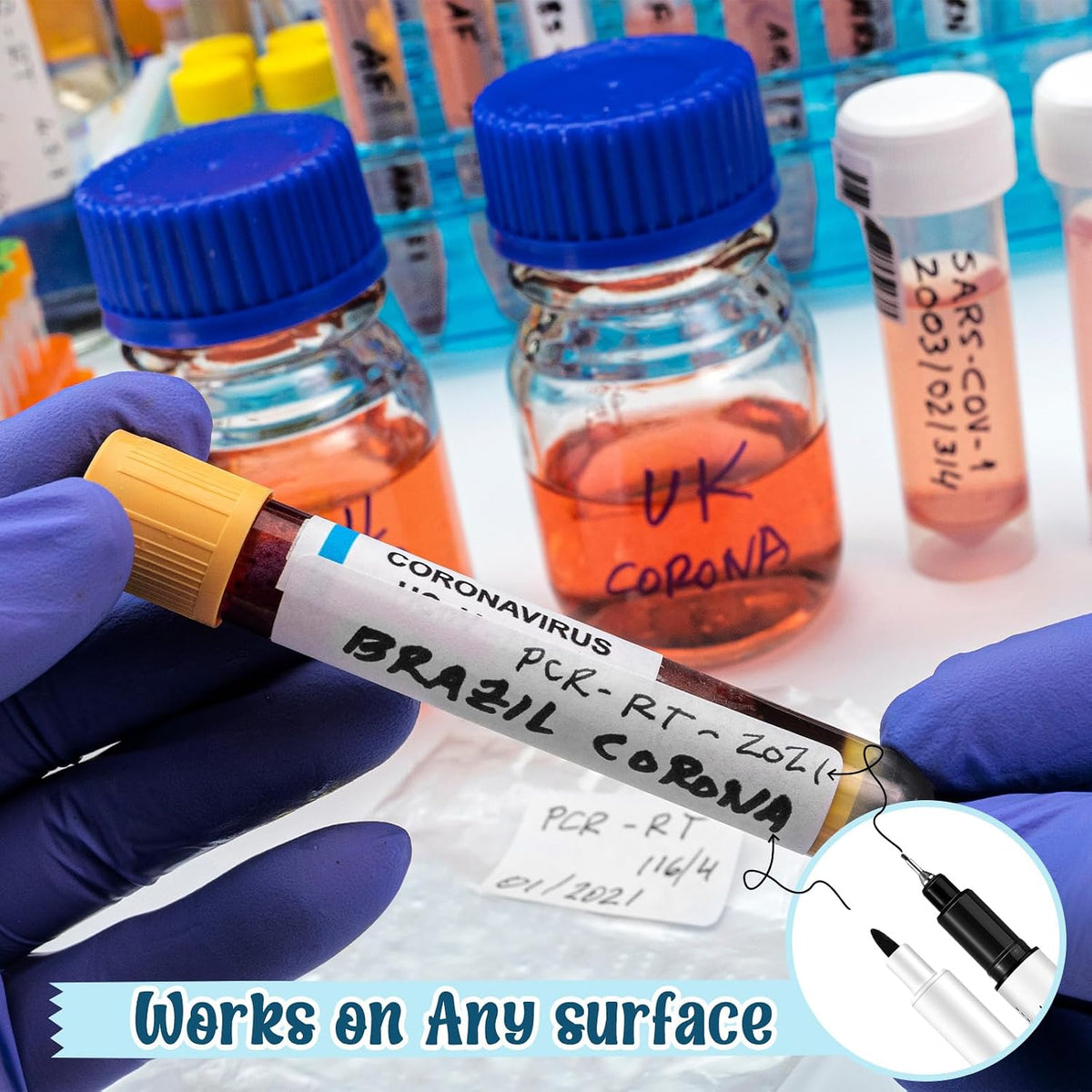 3 Pcs Alcohol Resistant Lab Markers Dual Head, Black