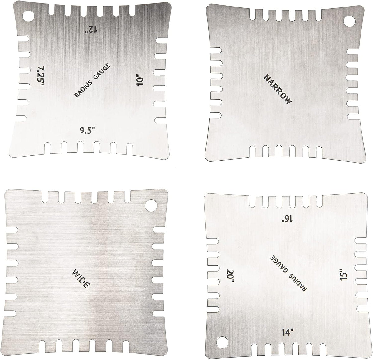 4Pcs Yootones Stainless Steel Guitar Notched Radius Gauge Fingerboard Guitar Ruler
