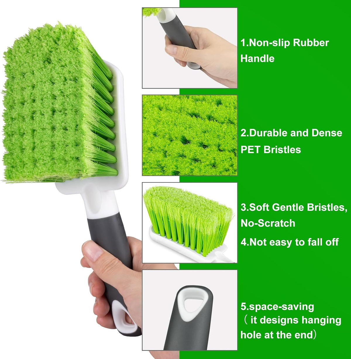 2 Pack Car Wash Brush, Tire Brush for Cleaning Tires, Soft & Stiff Bristle Wheel Cleaner