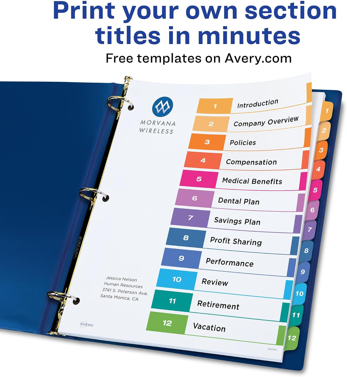 Avery Table of Contents Dividers, 12-Tab, Multicolor, 3 Sets