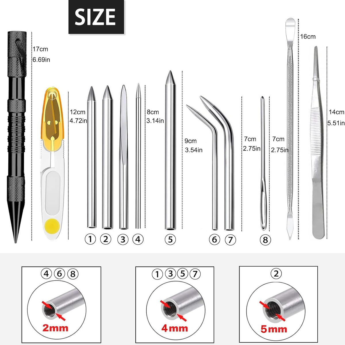 MONOBIN 12 Pcs Paracord FID Set Paracord Tools with Stainless Steel Knotter Marlinspike