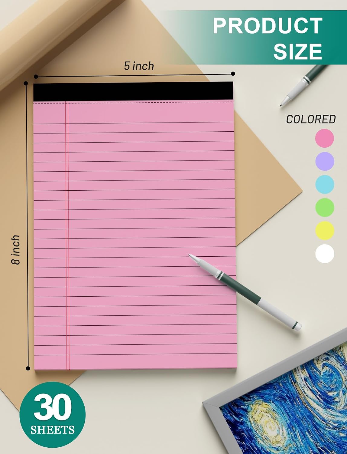12 Pack Legal Pads 5x8 in Colorful Note Pads for Writing Small NotePads 5x8