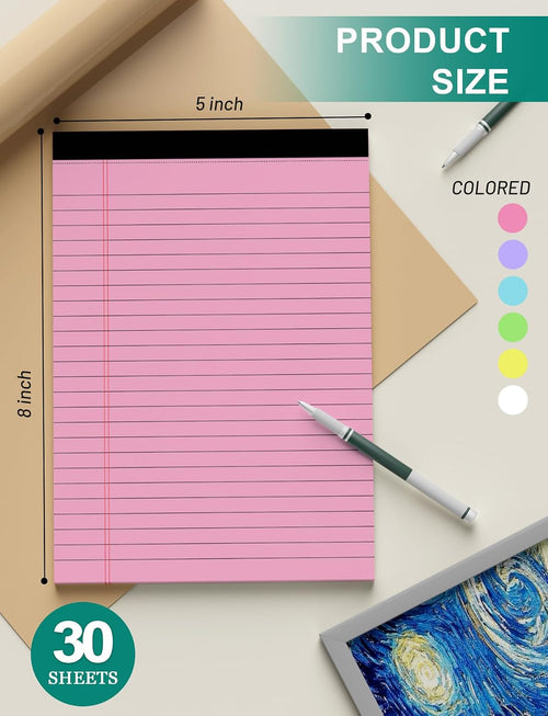 12 Pack Legal Pads 5x8 in Colorful Note Pads for Writing Small NotePads 5x8