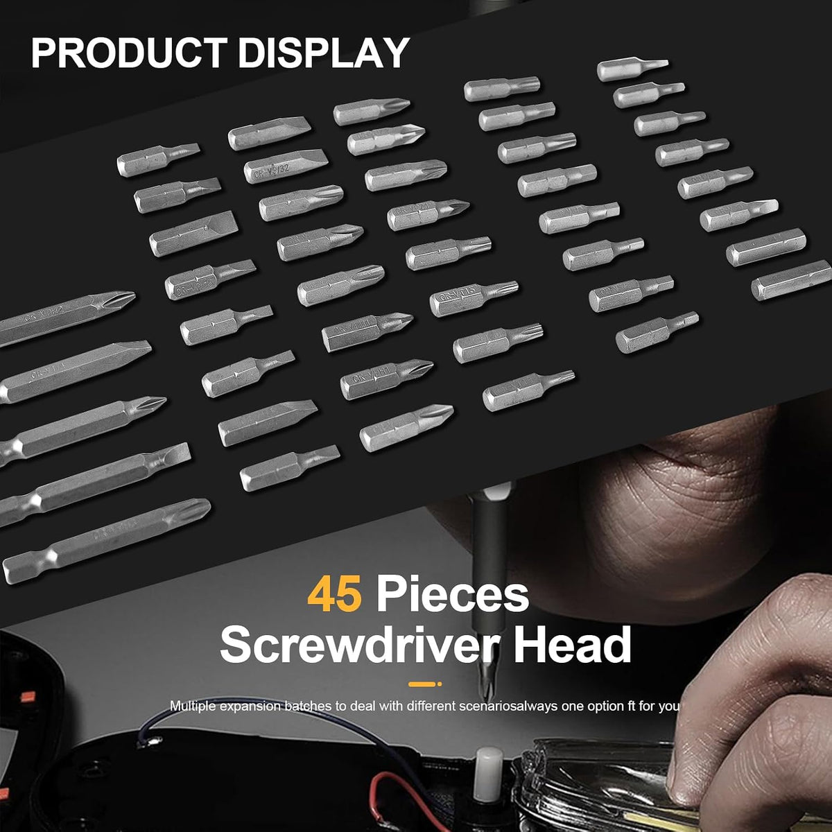 Luckyway 50-Piece Screwdriver Bit Set with Quick Change Chuck in Tough Case