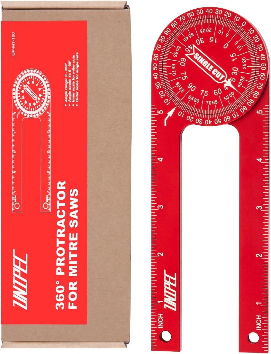 7.3 Inch Aluminum Miter Saw Protractor & Angle Finder Tool, Red