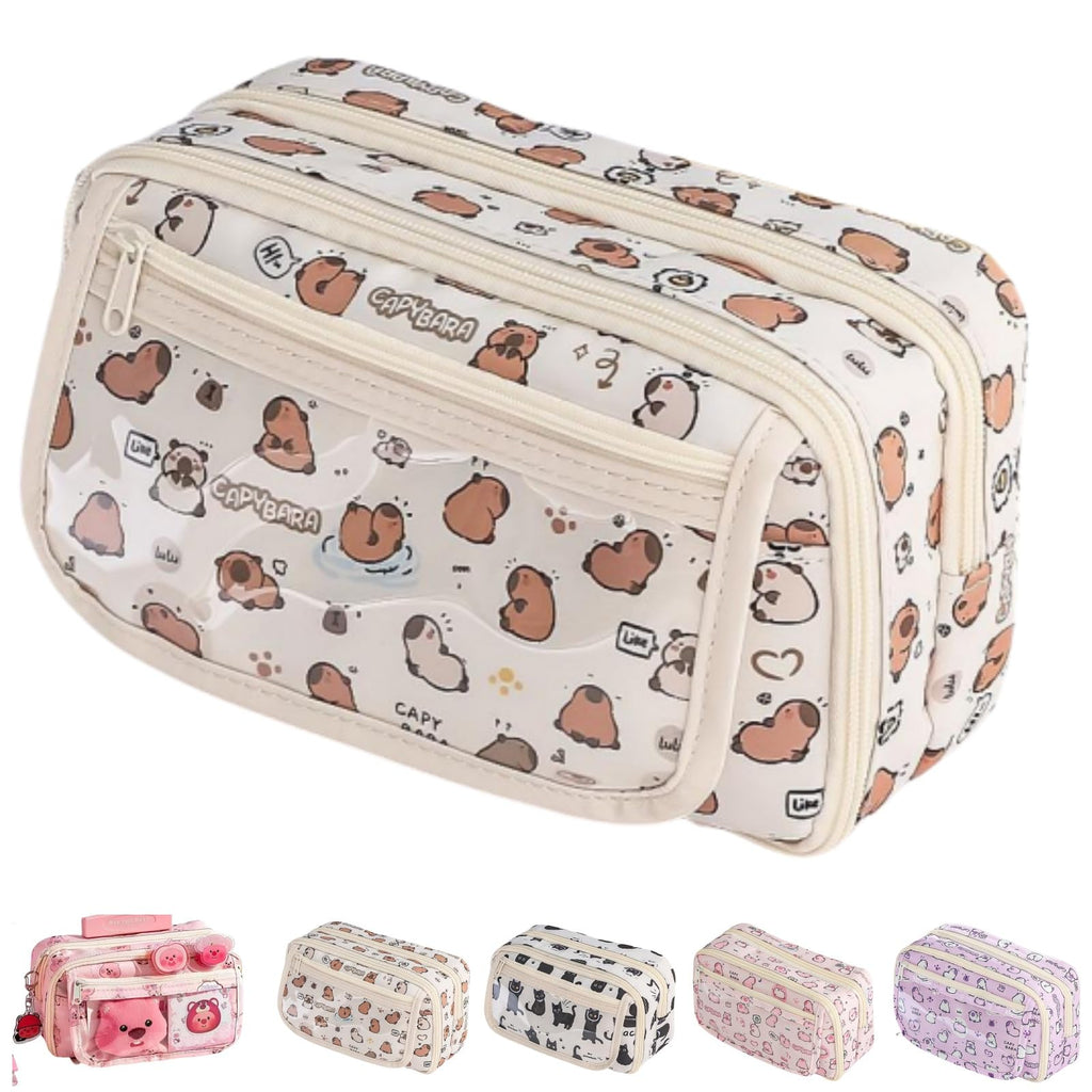 Cute Kawaii Pencil Case Pouch Cartoon Pen Box Holder Organizer for Office Workspace