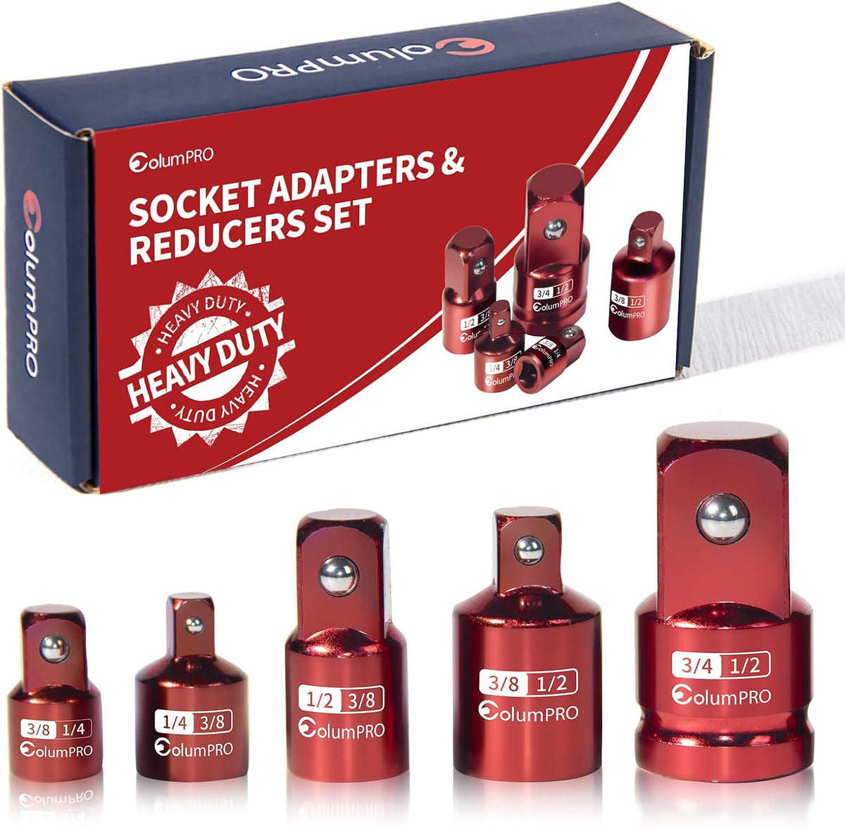 5PCS Impact Socket Adapter Set,Socket Converter&Reducer,3/4, 3/8, 1/2, 1/4, 1/4 to 3/8