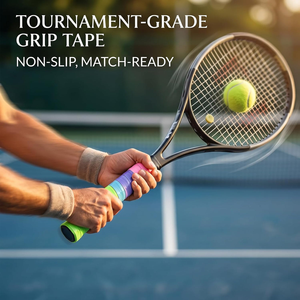 30Pcs-Tennis Overgrip Tape, 43 Inch – 15 Colors PU Non-Slip Racquet Grip Wrap