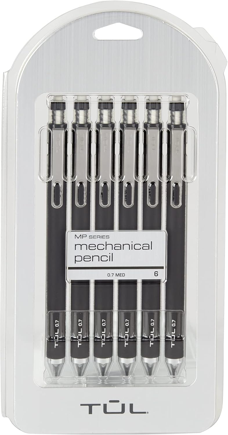 TUL® Mechanical Pencils, 0.7 mm, Black Barrels, Pack Of 6 Pencils