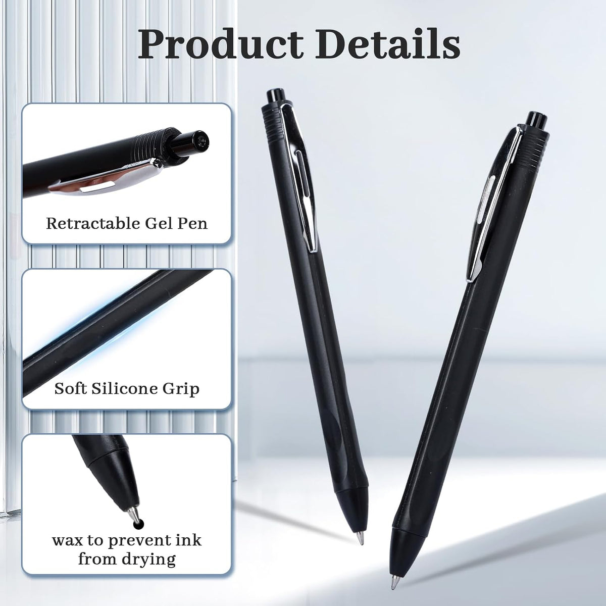 50 Pack Ballpoint Pens Bulk,1.0 mm Medium Point with Black Ink
