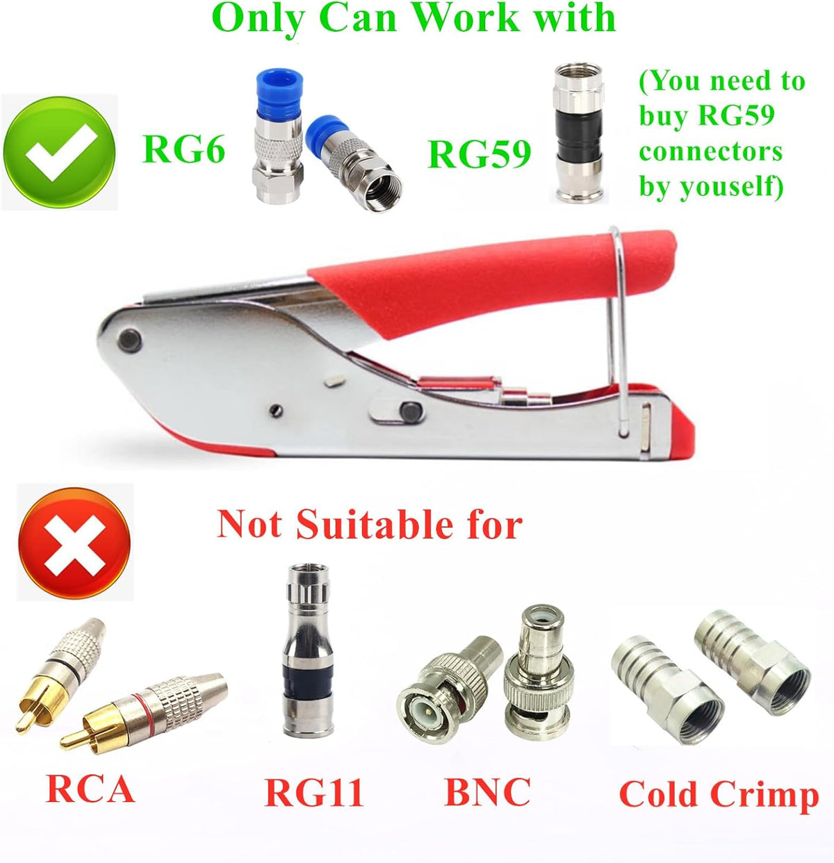 Gaobige Coax Cable Crimper Tool Kit, rg6 rg59 Coaxial Compression Tool