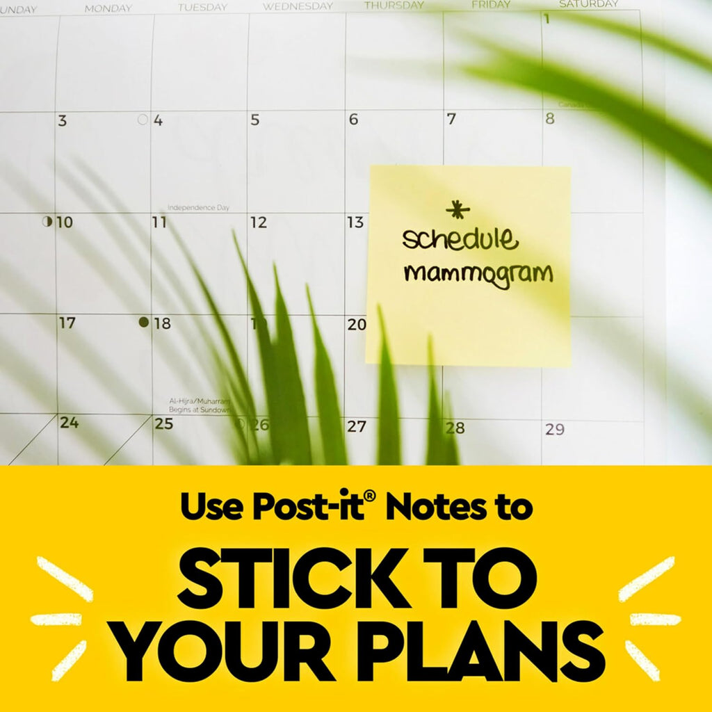 Post-it Notes, 3 x 3 in, The Iconic Canary Yellow Note, 6 Lined Pads