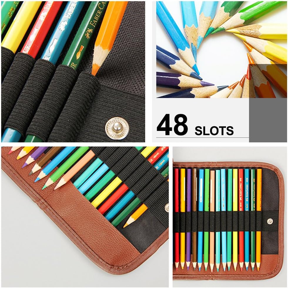 2 Pack Colored Pencils Roll, SENHAI 48 Slot+ 72 Slot Canvas Pencil Organizer Bag/Wrap