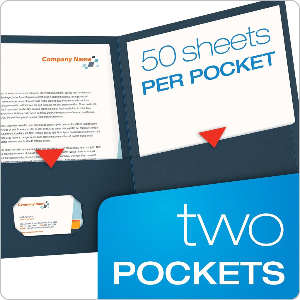 Oxford Twin-Pocket Folders, Textured Paper, Letter Size, Dark Blue, Holds 100 Sheets