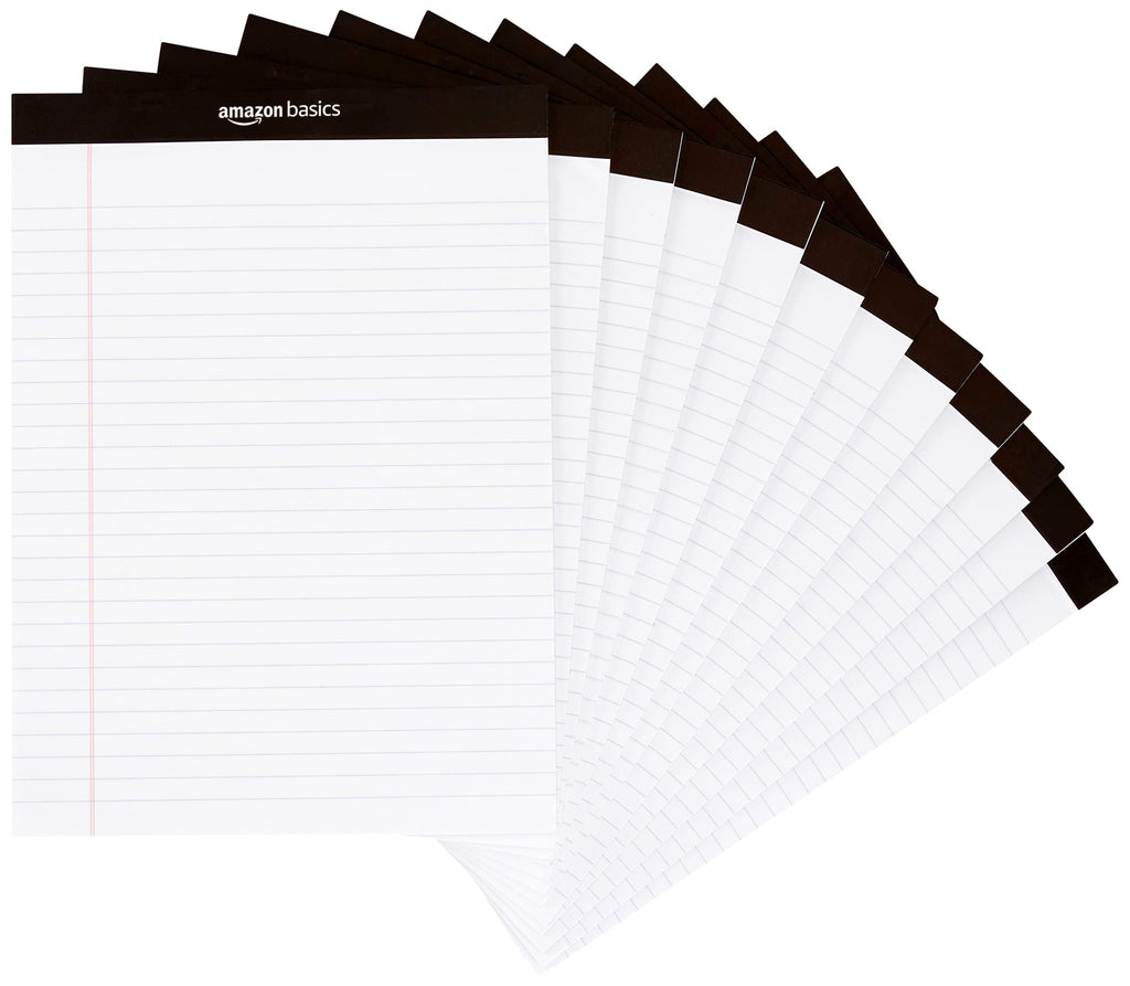 Amazon Basics Wide Ruled Lined Writing Note Pads for Office Supplies, 8.5" x 11.75"