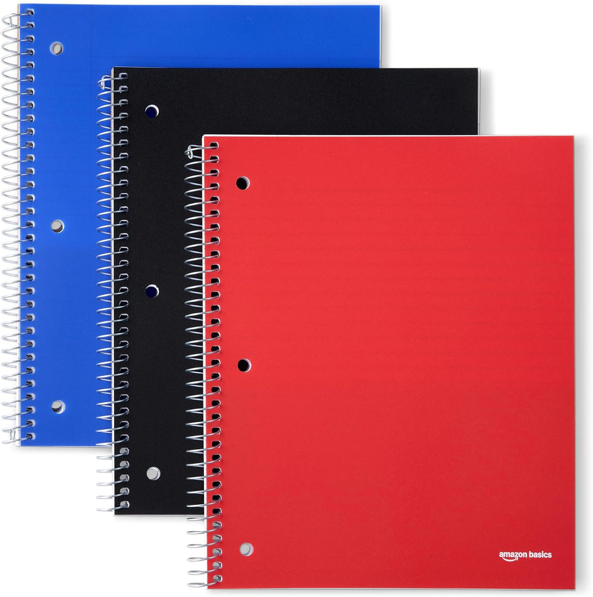Amazon Basics 1 Subject College Ruled Spiral Notebook, Poly Cover,100 Sheets, 9" x 11"