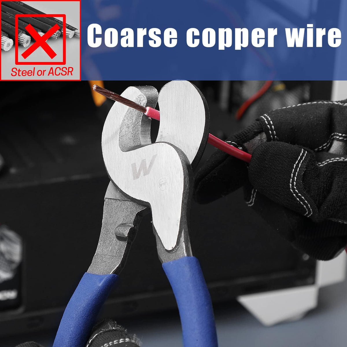 10 Inch Heavy Duty Cable Cutter, High Leverage Wire Cutting Tool for Copper