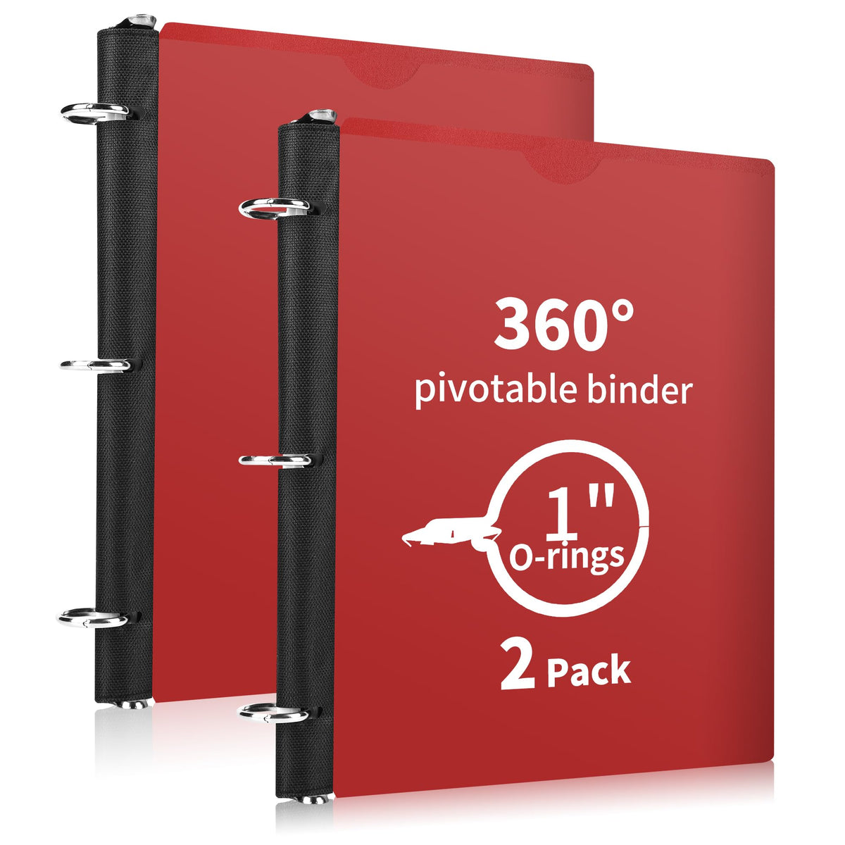 360° Pivotable 3 Ring Binder, Upgraded Foldable Binders 1 inch 2 Pack