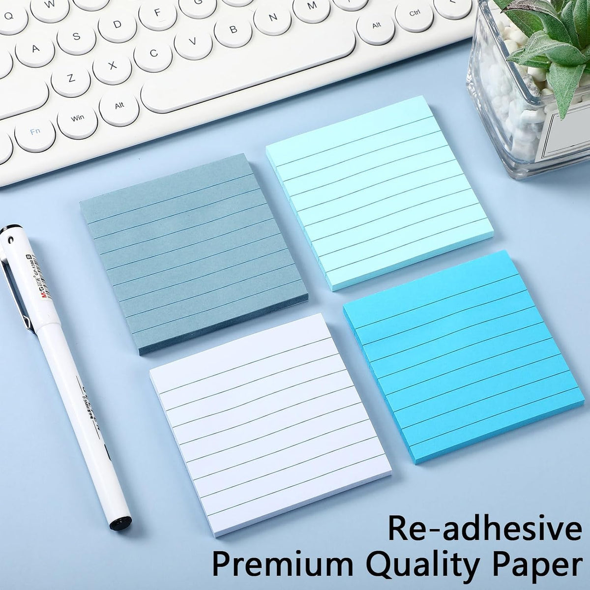 AmazingSpark 12 Pack Lined Sticky Notes 3x3 inch Notes Pads, Blue