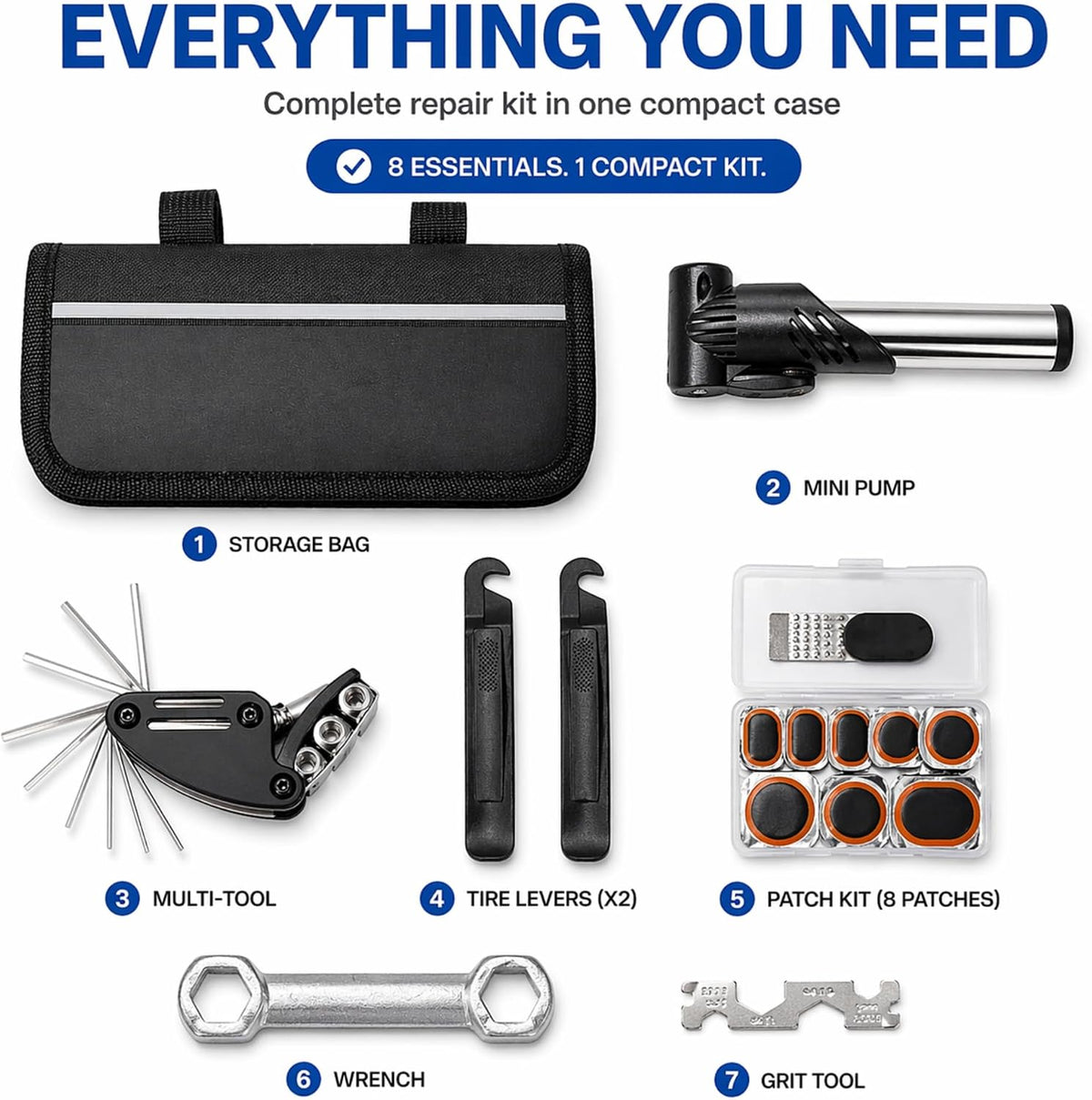 ANGORA BRANDS Bike Tire Repair Kit – All-in-One Bicycle Repair Kit with Pump