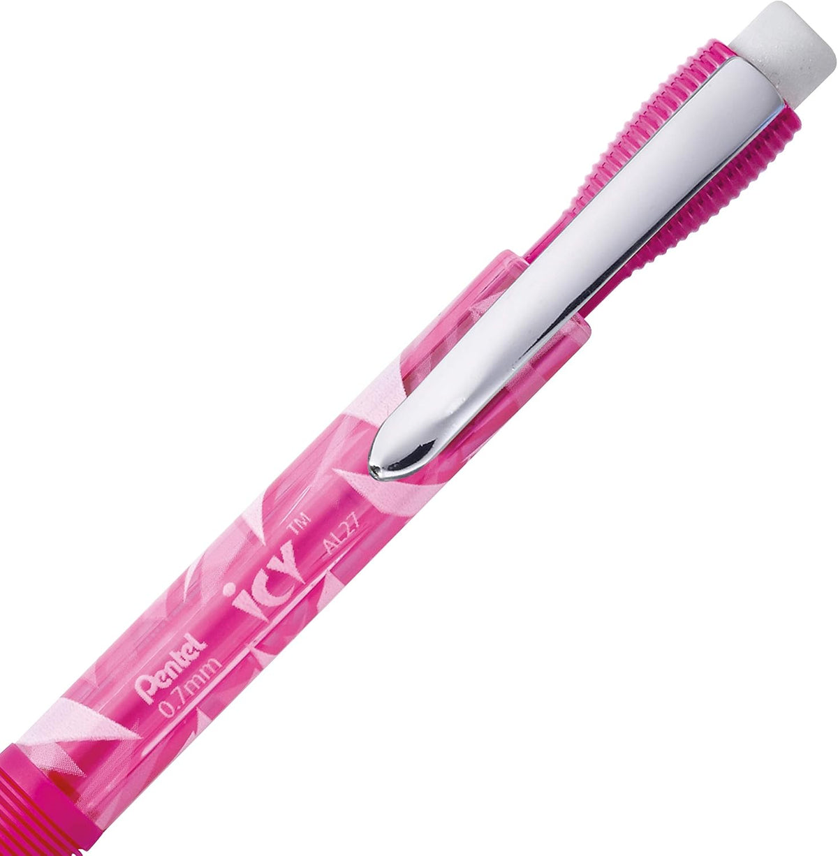 Pentel Icy Mechanical Pencil, 0.7mm, Tinted Pink Barrel, Box of 12 (AL27TP)