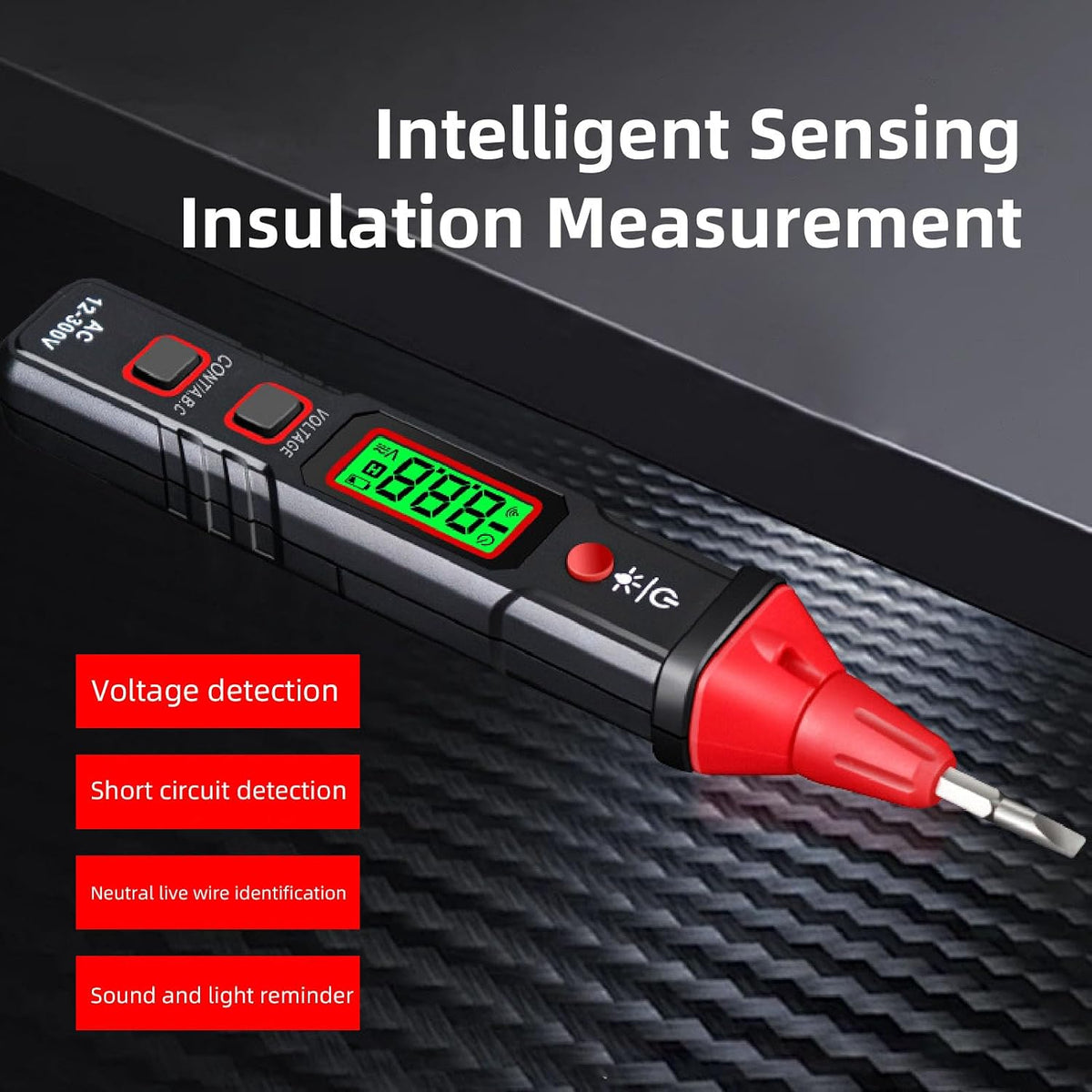 Voltage Tester Pen, Non Contact NCV Detector with LCD Flashlight Sound Light Alert 12V to