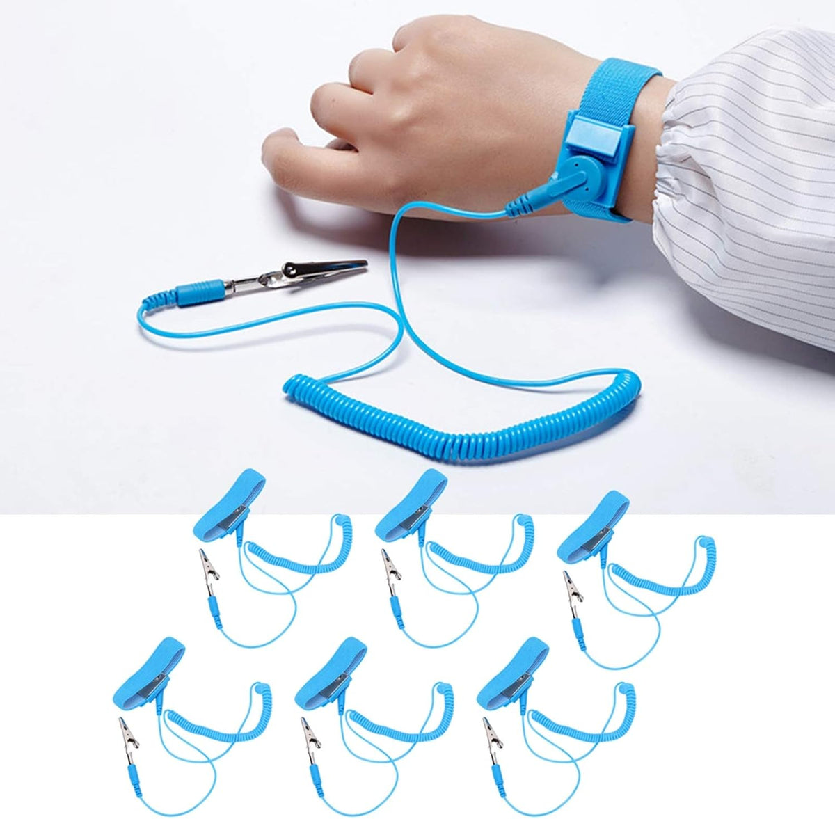 10Pcs PU Anti Static Wrist Strap, Adjustable Strap Anti Shock Wristband Bracelet