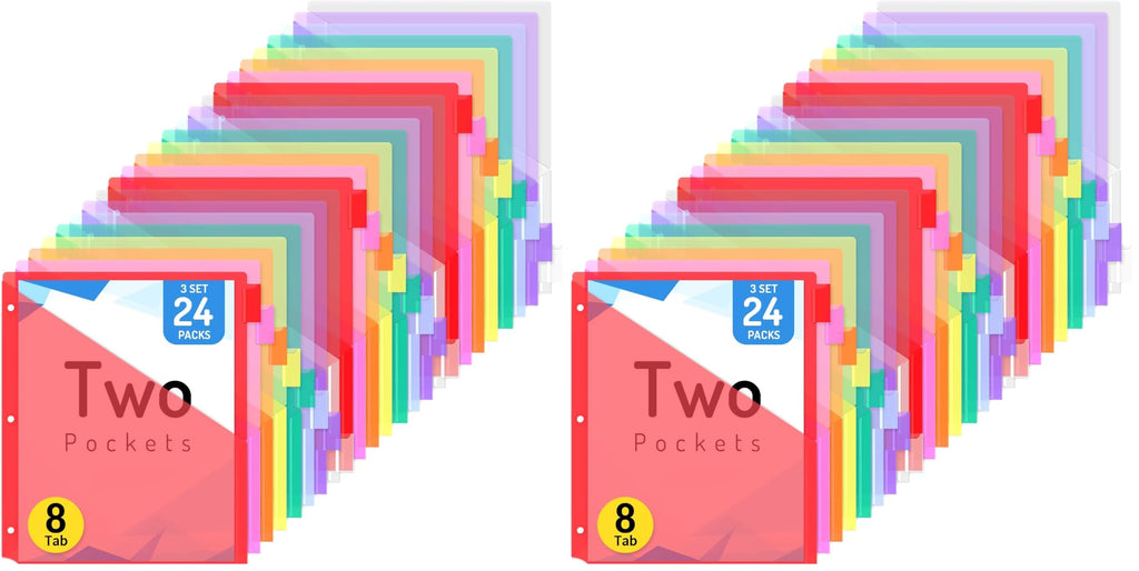Forvencer 24 Count Binder Dividers with 2 Pocket, 8 tab Dividers for Binder