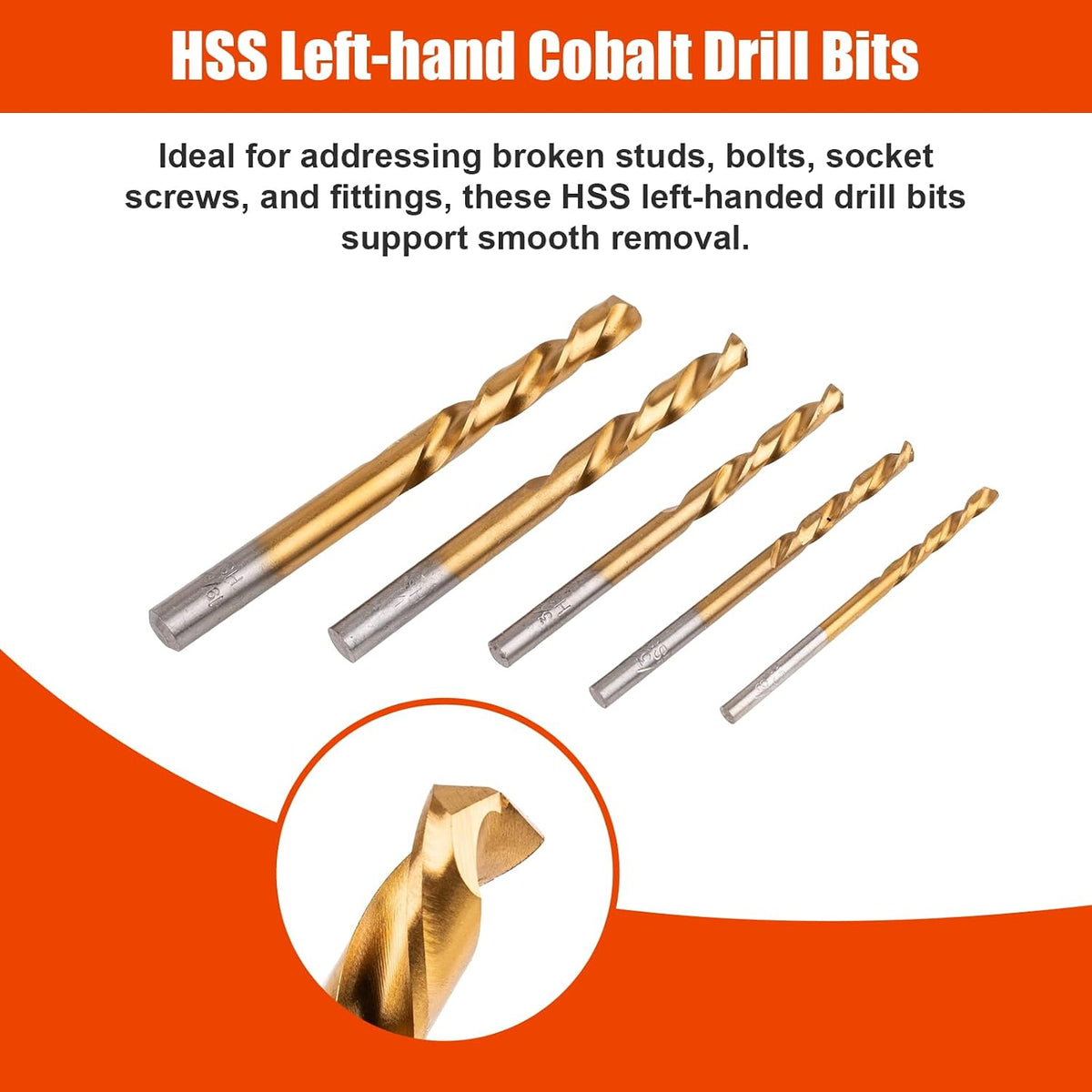 10-Piece Screw Extractor Left-Hand Drill Bit Set Spiral Flutes