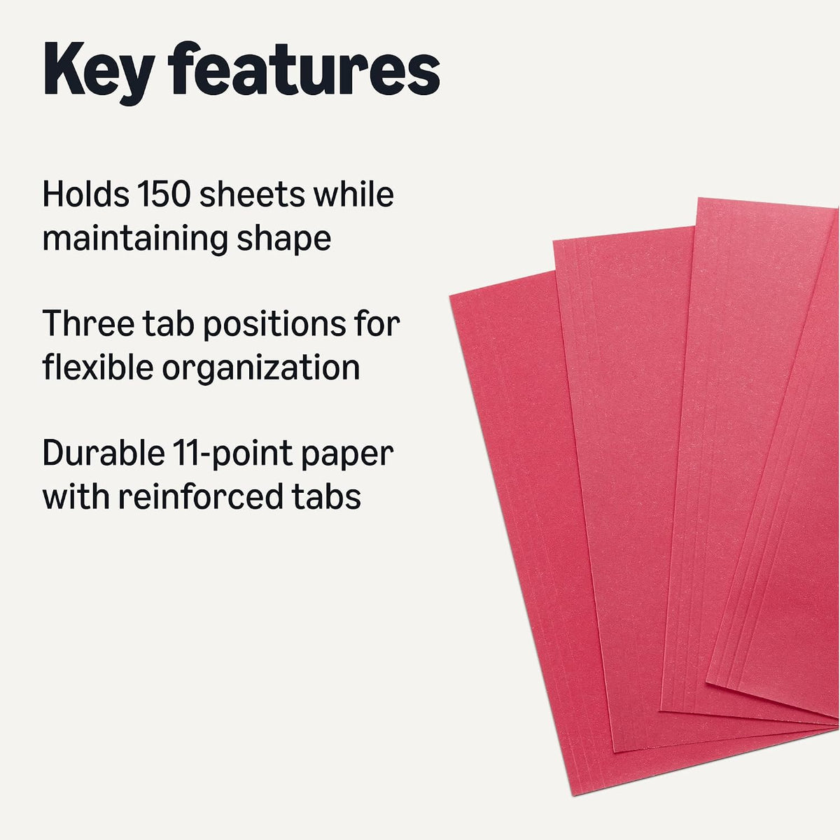 Amazon Basics File Folders with Tabs for Filing, 1/3-Cut Tab, 8.5x11 inches, Letter Size