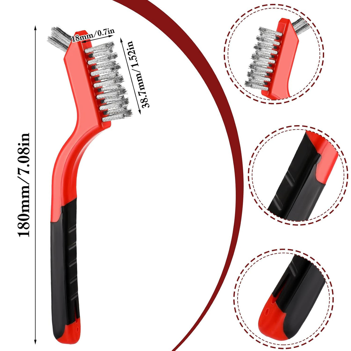 18PCS Wire Scratch Brush Set Soft Grip for Rust