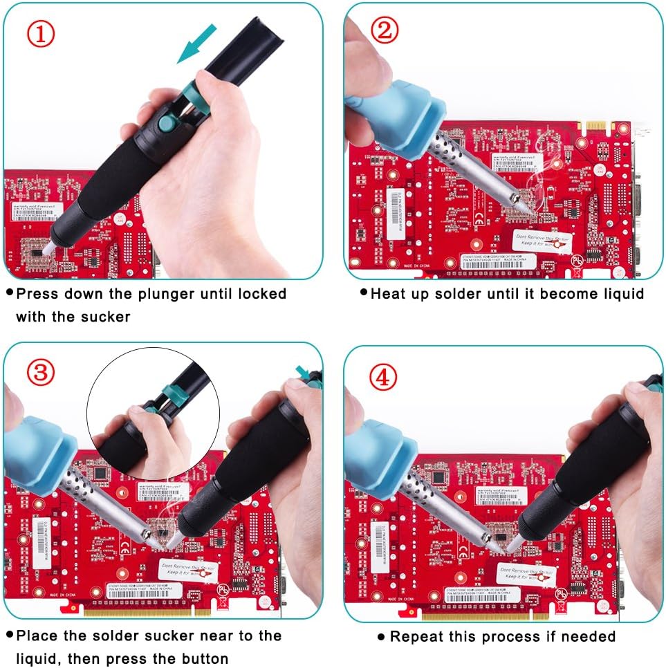 AUSTOR Desoldering Sucker and 6 Pcs Solder Braid Wick with Flux