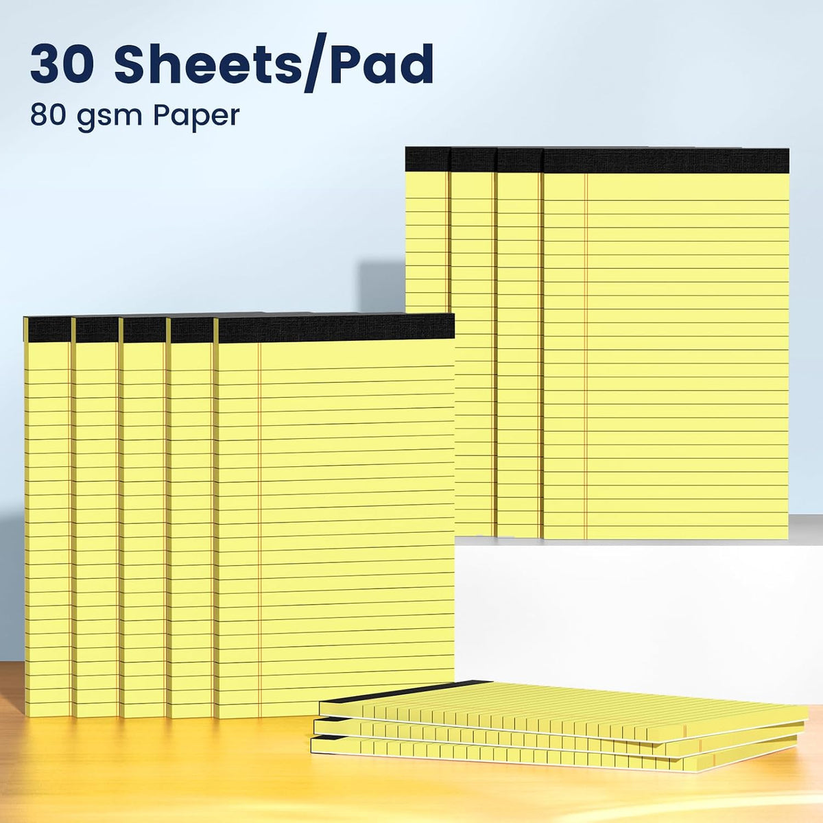 12pcs 5x8 Inch Yellow Note Pads Legal Pads, College Ruled Writing Legal Pads